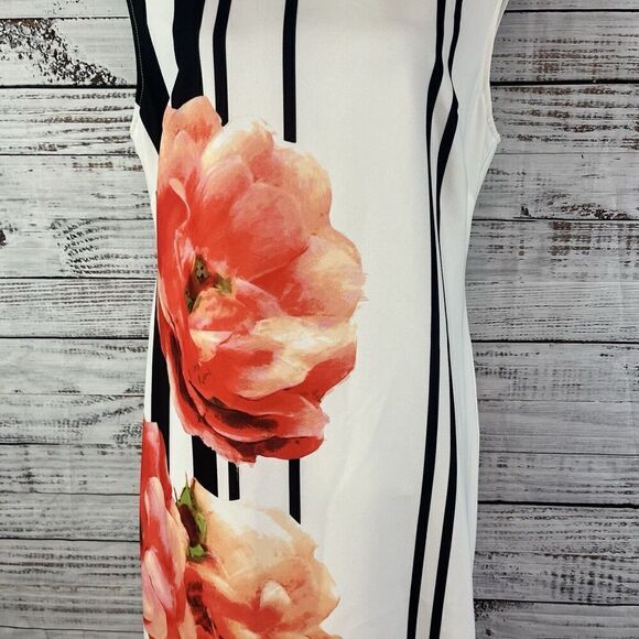 LABEL by 5 twelve Neiman March Dress size 12 Coral Floral Pencil Knee Wedding - Picture 7 of 13